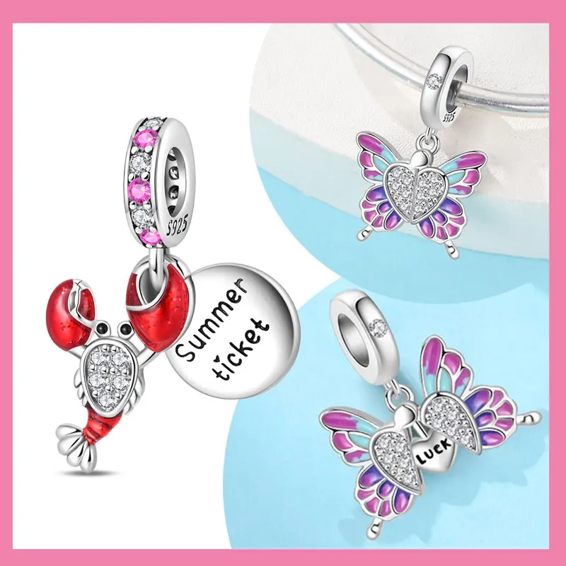 

Original 2025 New in Red Crayfish Charm Beads Fits Bracelets Bangle Necklace For Women Luxury DIY Jewelry Fine Gifts Hot