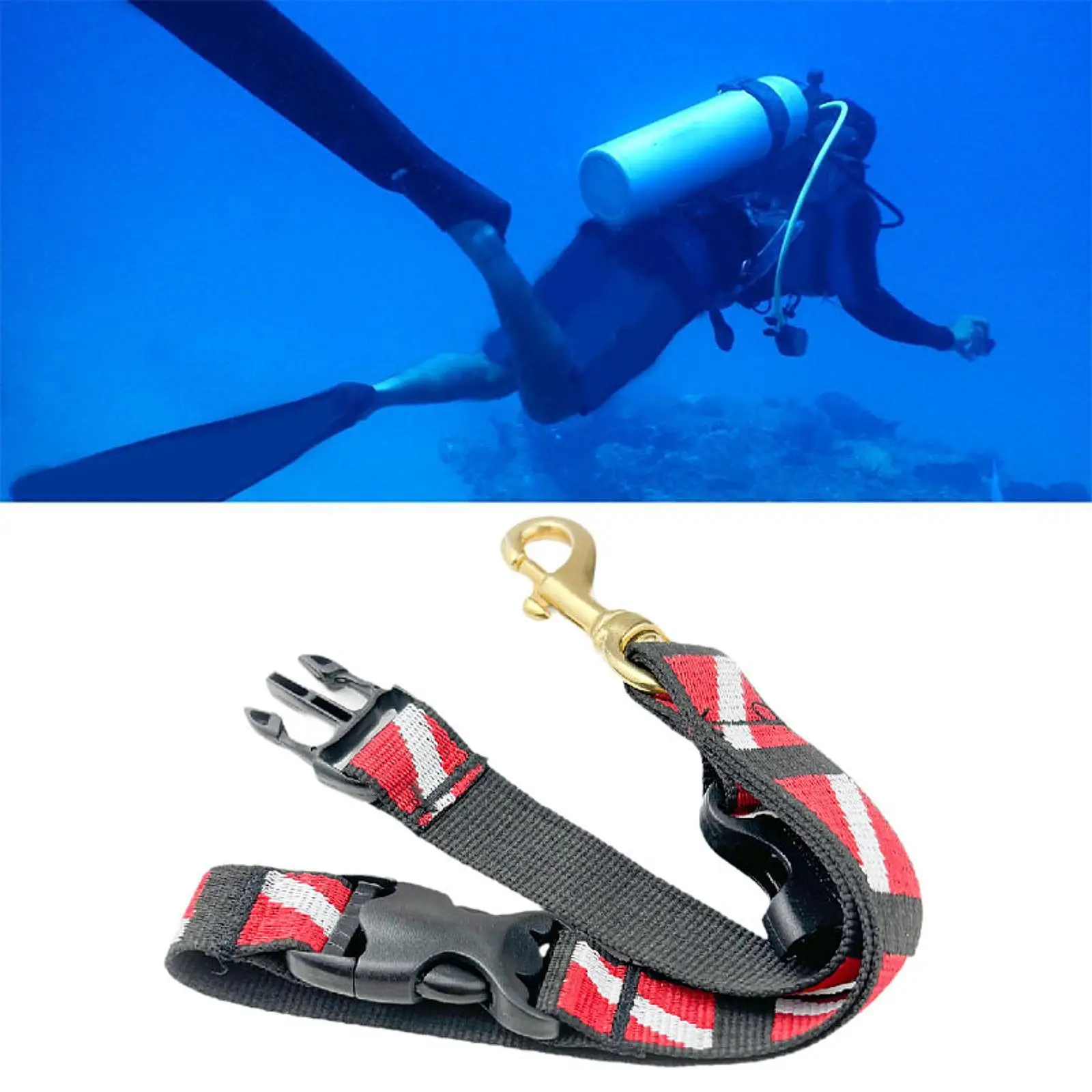 Scuba Fin & Mask Holder Strap with Clip Hook Scuba BC Fin Holder & Mask Clip,Scuba Diving Storage Strap Diving Accessory Strap