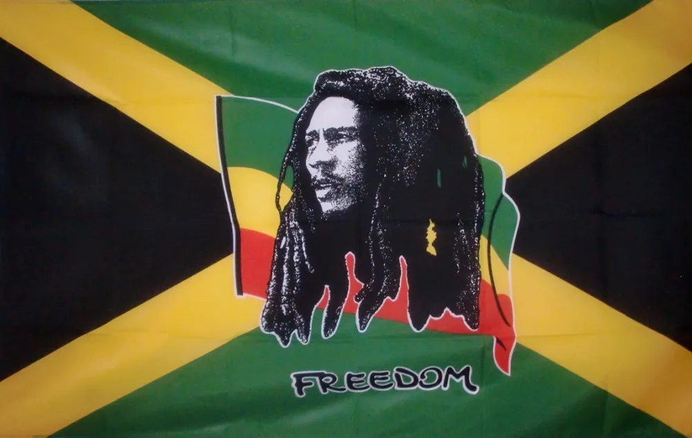 FLAGLAND  90x150cm Jamaica JAM .jm Bob Marley Freedom Flag