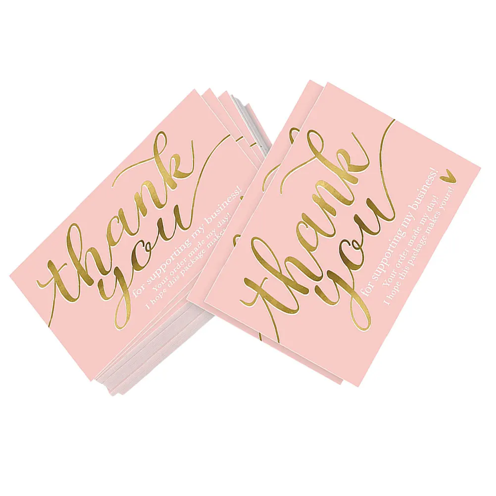 

50pcs Thank You For Small Business Elegant Appreciation Note Cards Blank Back Design For Weddings Showers Corporate Events