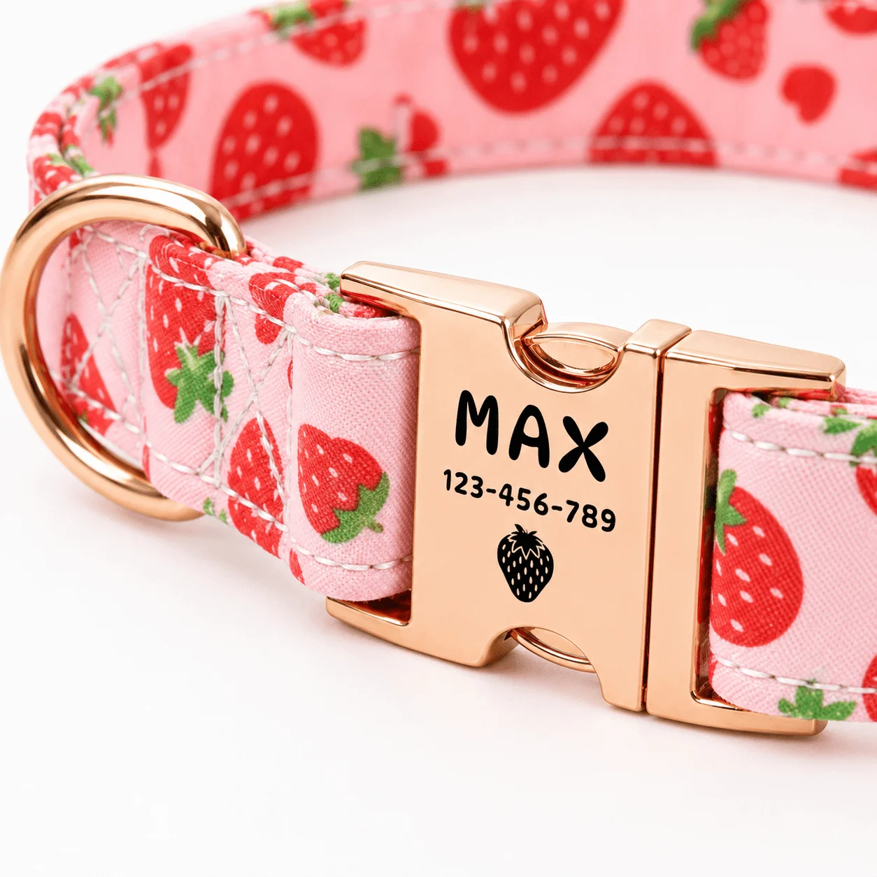 Individuell bedrucktes Haustierhalsband mit Fruchtmotiven, verstellbares Halsband mit passenden Fruchtvektormustern, geeignet für mittelgroße und kleine Hunde und Katzen. – Detail 3
