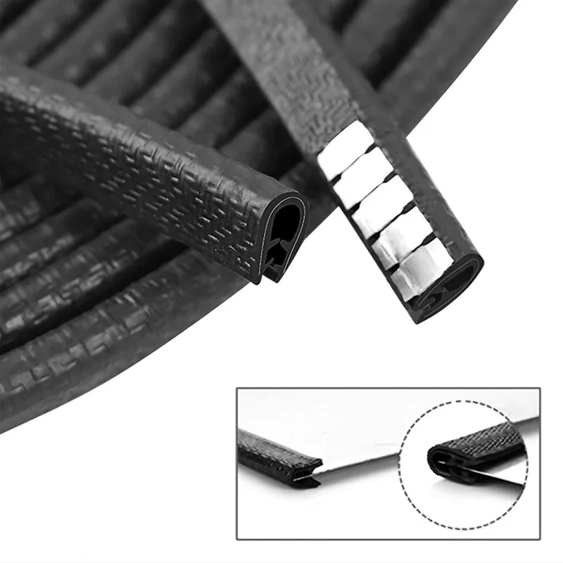 5M  Black Car U-shaped Sealing Strip ng Strip Rubber Edging  Sealing Protectio Door Seal Strip Car Dustproof Safety Seals Strips