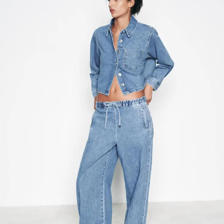 

Early Autumn Women's Collared Long Sve Loose ort Denim irt 88960 Jogger Sle Jeans 88959 Faionable Casual Outfit