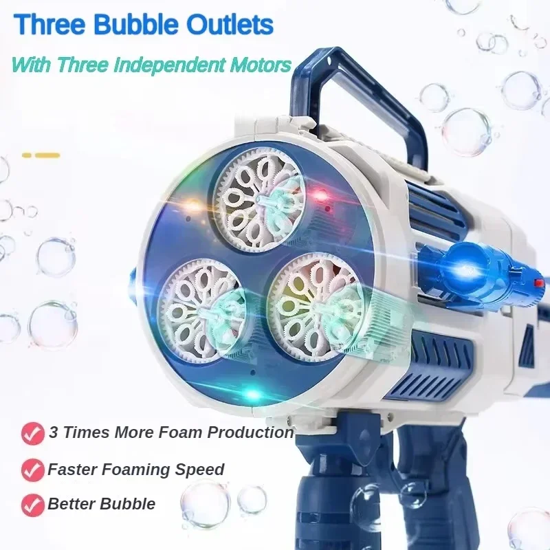 Große automatische Raketenblasenpistole, große Löcher, Blasen, Maschinengewehrwerfer, Formgebläse, Seife, Raumblasen-Spielzeug, lustiges Spielzeug für Kinder im Freien