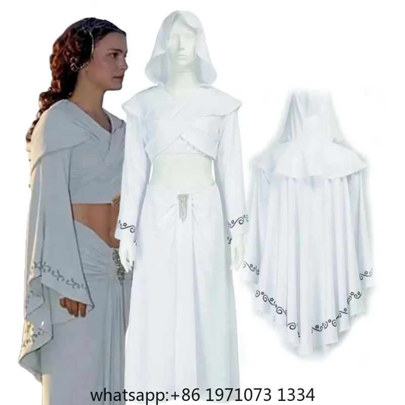 Padme Amidala Cosplay Top Skirt Costume Movie White Disfraz Outfits Halloween Carnival Party Disguise Suit Sexy Dress for Woman