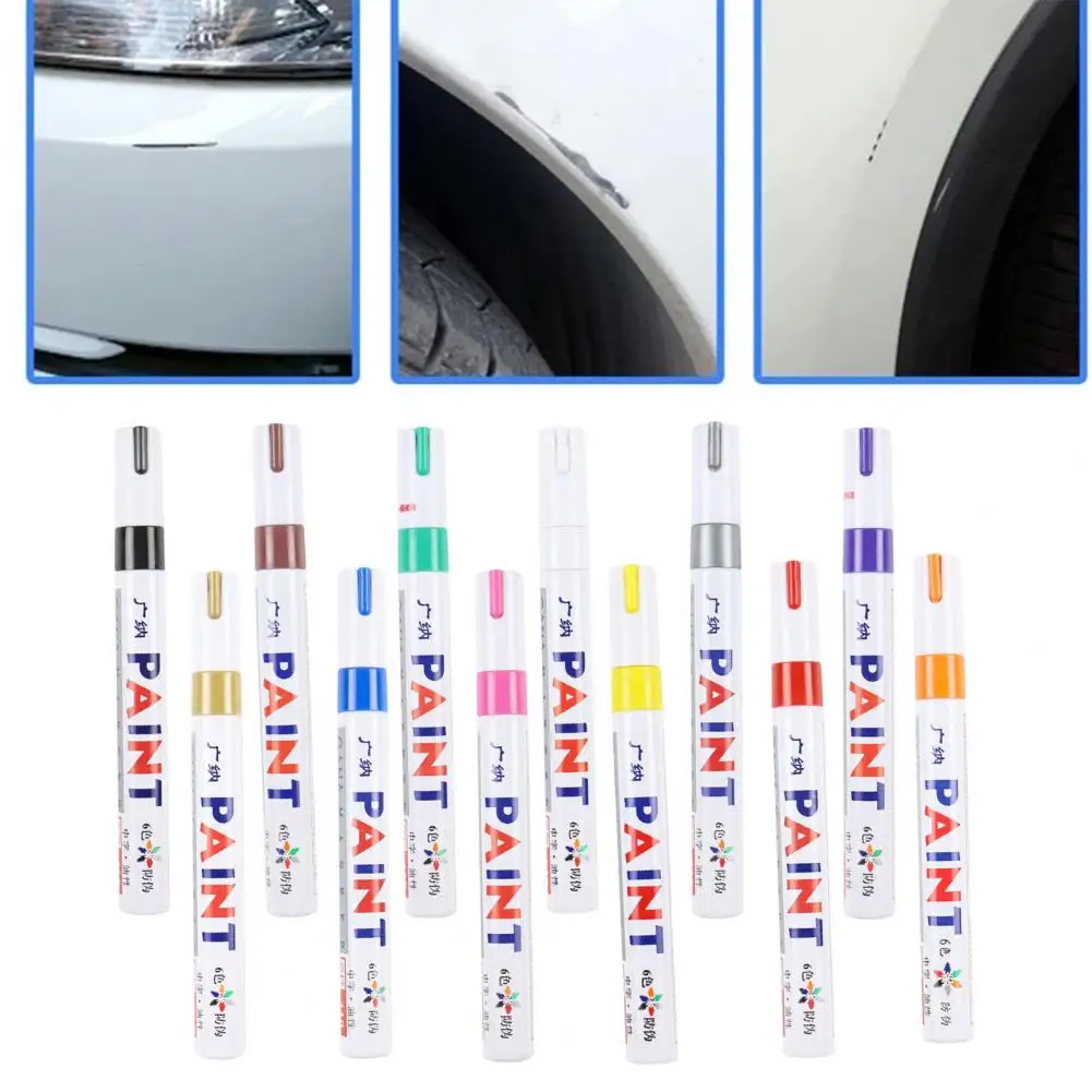 Car Paint Pen 12 Colors Waterproof Oil Based Metal Wood Fabric Plastic Rock Painting Glass Industrial Marker Pen