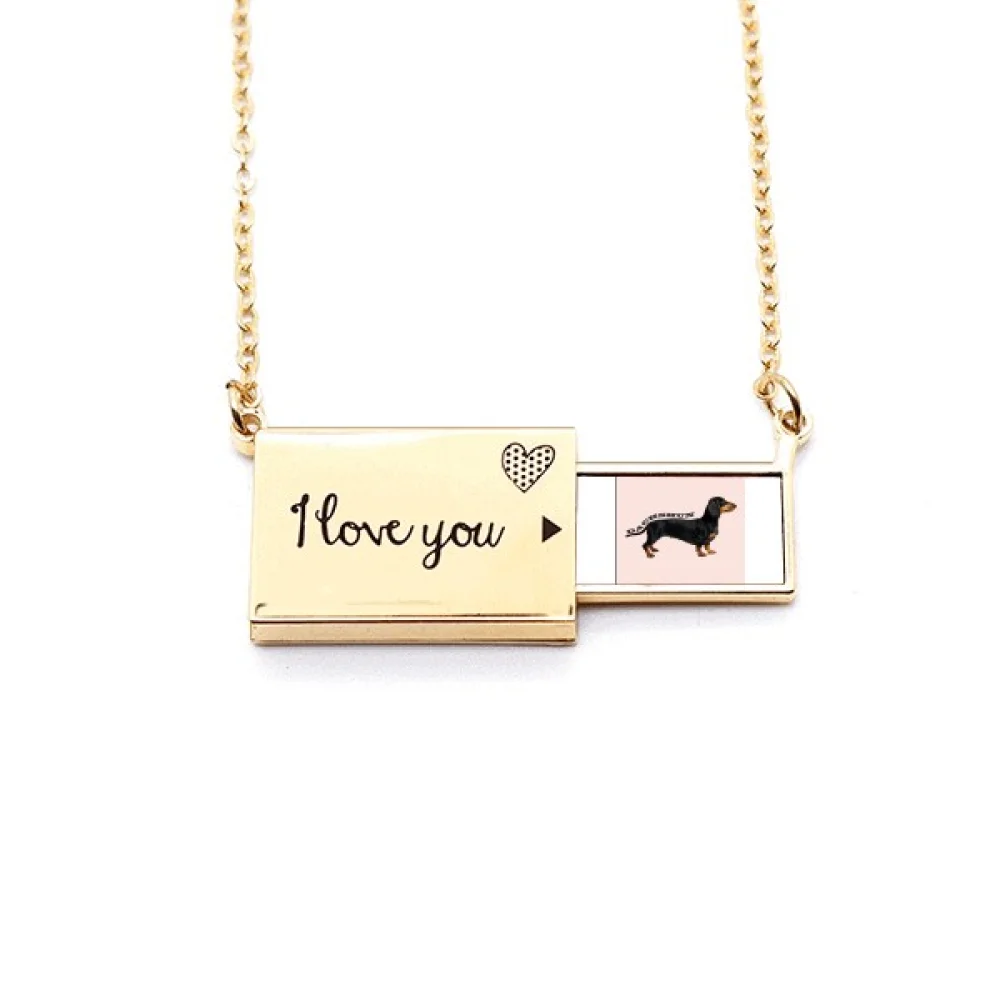 

Dachshund Body Shape Pet Art Deco Fashion Letter Envelope Necklace Pendant Jewelry