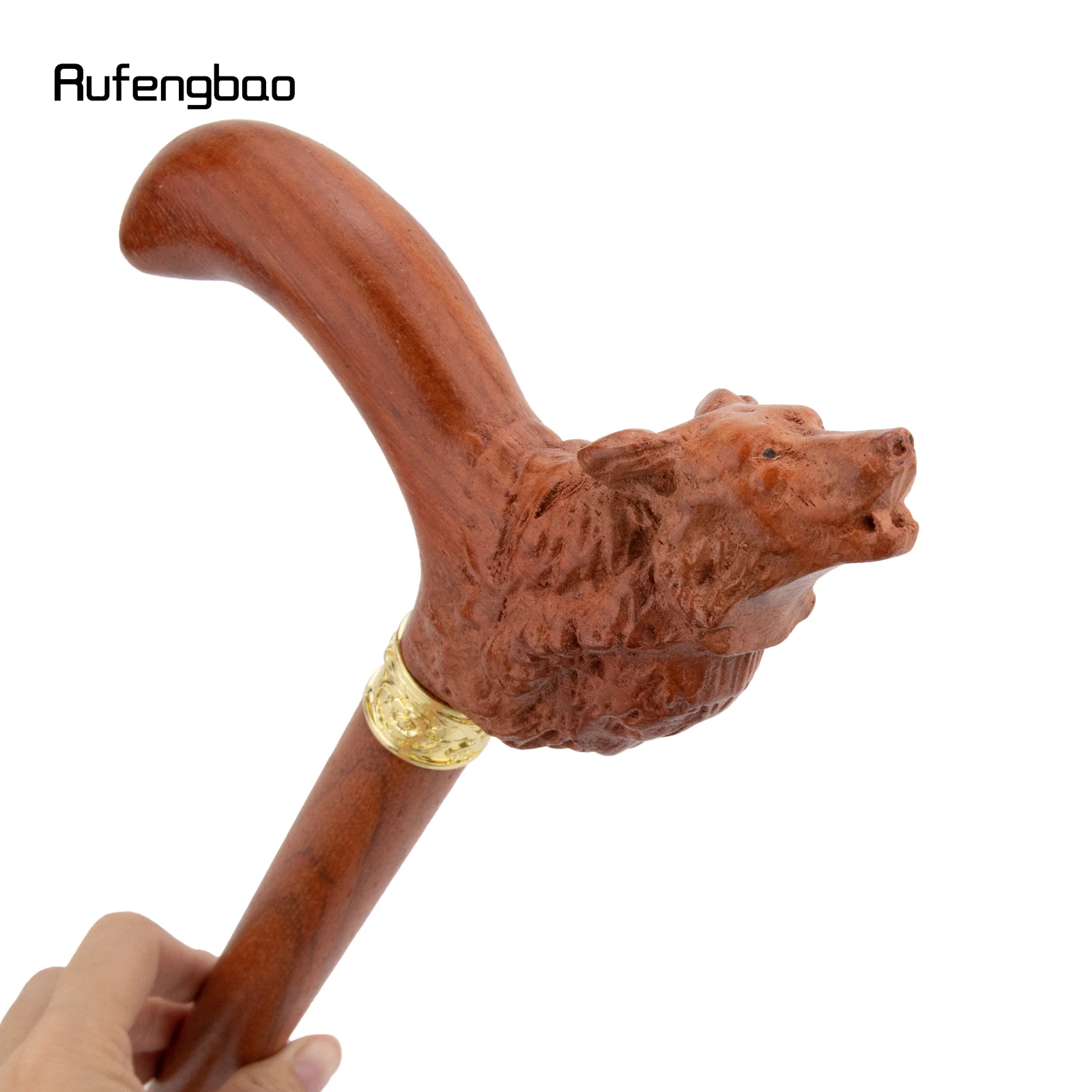 البني الأحمر الذئب خشبية عصا الموضة الزخرفية مصاص دماء تأثيري حفلة الخشب عصا للمشي هالوين الصولجان العصا Crosier 95 سنتيمتر