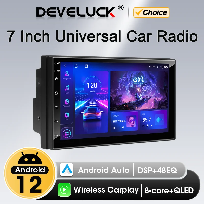 Universal 7 inch 2Din Car Radio Carplay Android 12 Multimedia Player GPS Navigation DVD Head Unit For Toyota Hyundai Nissan Kia