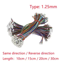 10Pcs Micro JST 1.25mm Wire Connector Pitch 1.25mm 2P 3P 4P 5P 6P 7P 8P 9P 10P Female to Female Plug Same / Reverse Direction