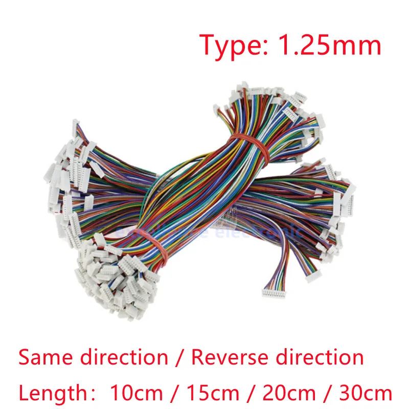 10szt Micro JST 1.25mm Złącze przewodu Skok 1.25mm 2P 3P 4P 5P 6P 7P 8P 9P 10P Wtyczka żeńska do żeńskiej w tym samym / odwrotnym kierunku