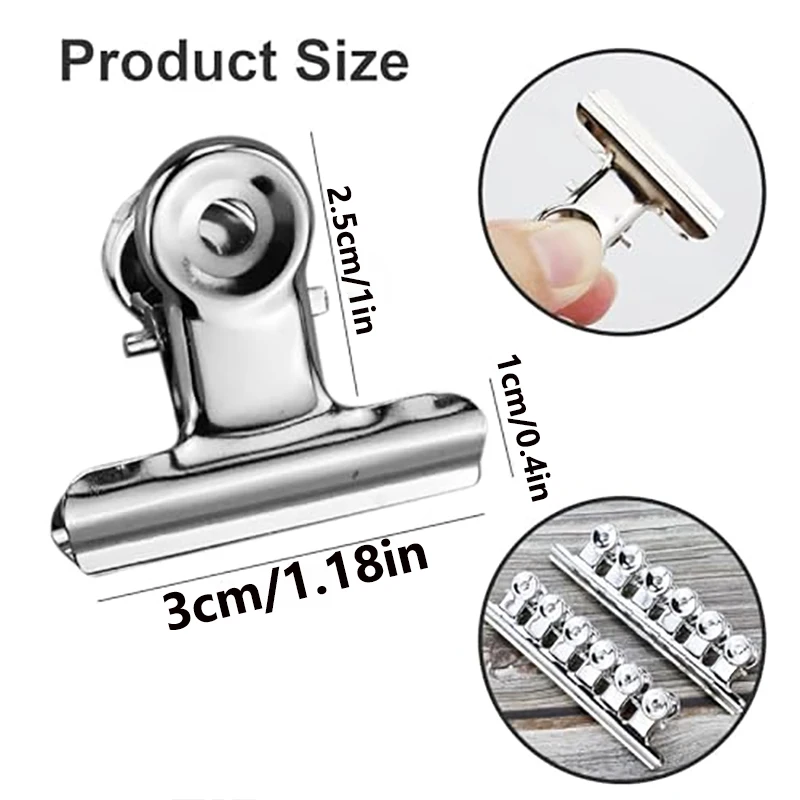 10Pcs Bulldog Clips Chip Clips Food Clip Multi-functional Metal Hinge Clamp Binder Paper Clips for Food Bag Kitchen Home Office