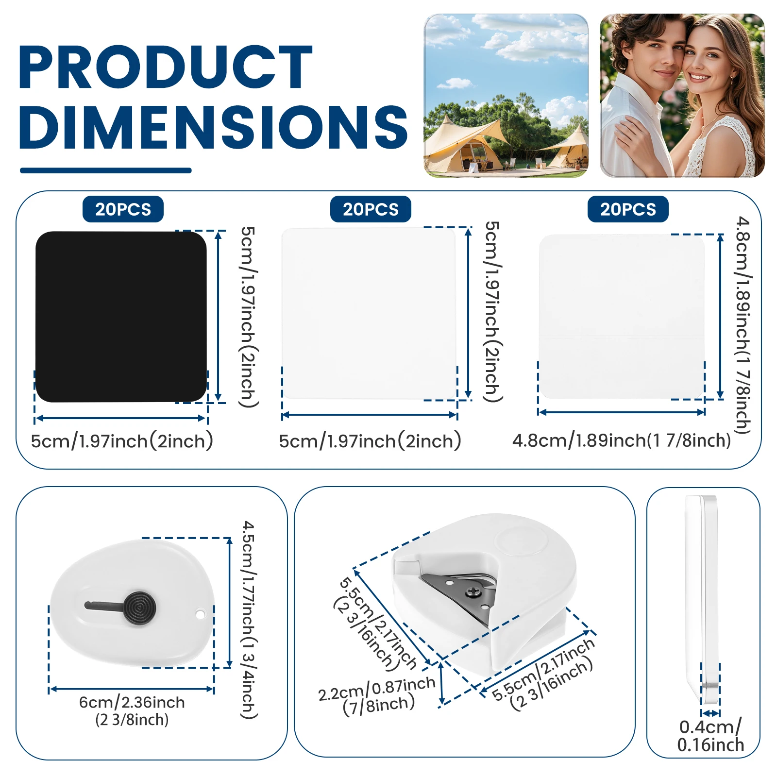 20 Pcs DIY Fridge Magnet Photoes Holders Craft Set Square Clear Acrylic Magnetic Display Holder Set Gifts for Home Kitchen Decor