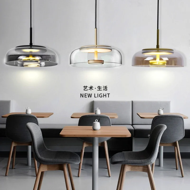 

Nordic Minimalist Restaurant Single Head Chandelier Modern Bedroom Bedside Lamp Creative Personalized Bar Glass LED Pendant Lamp