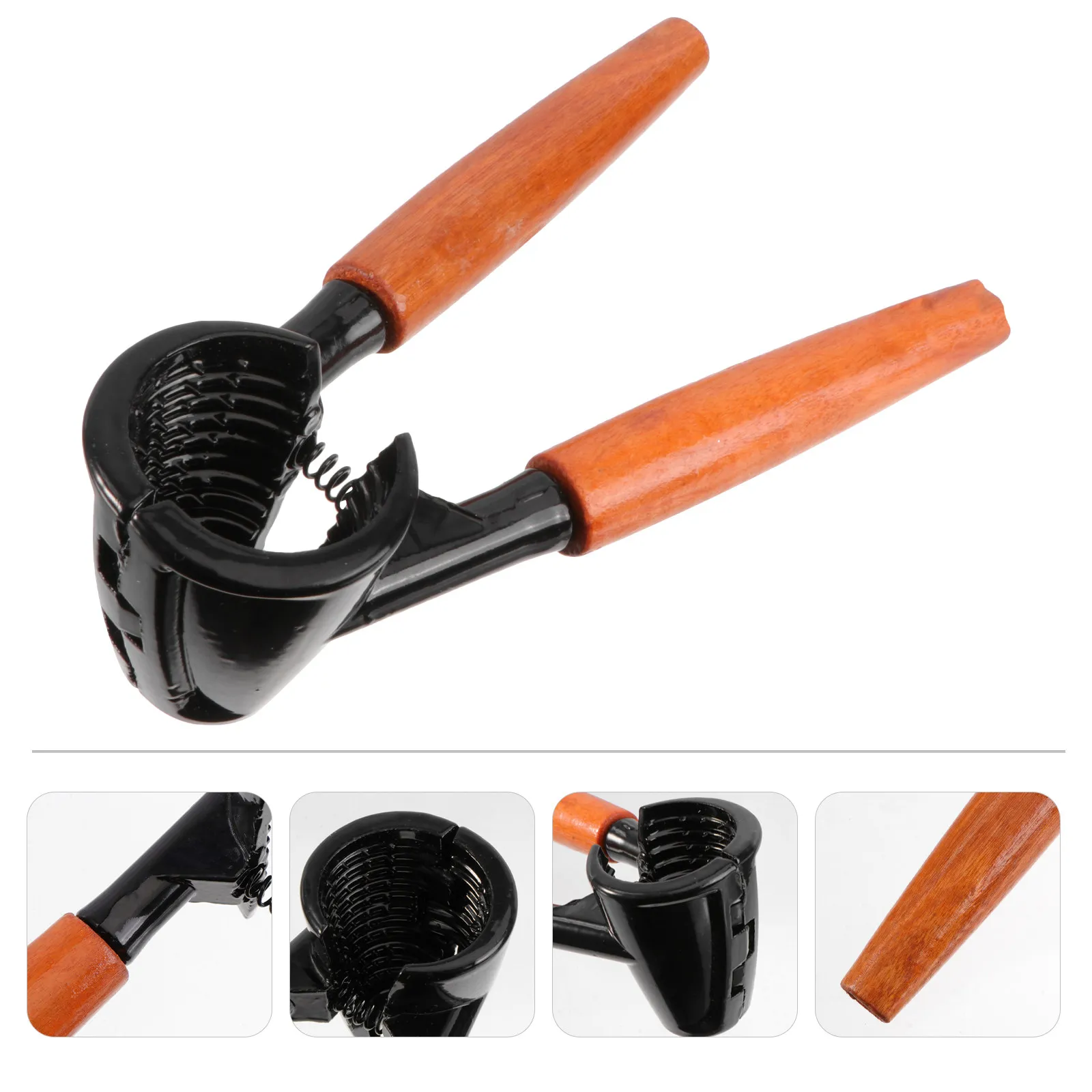 Wooden Handle Aluminum Alloy Walnut Opener Funnel Shaped Nut Cracker for Walnuts Pecans Hazelnuts Almonds Brazil Nuts with Anti