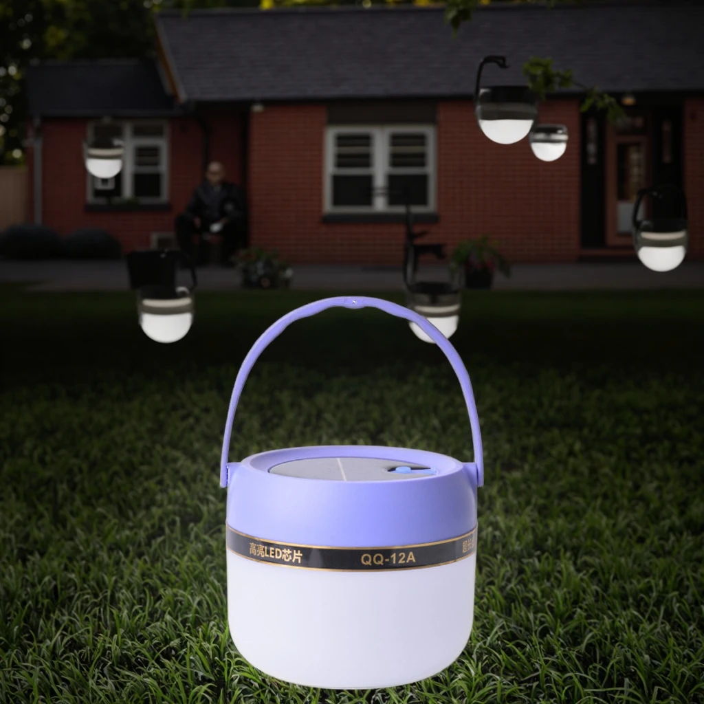 Multifunctionele draagbare krachtige LED-kampeerlamp op zonne-energie voor noodkamperen en reizen buitenshuis