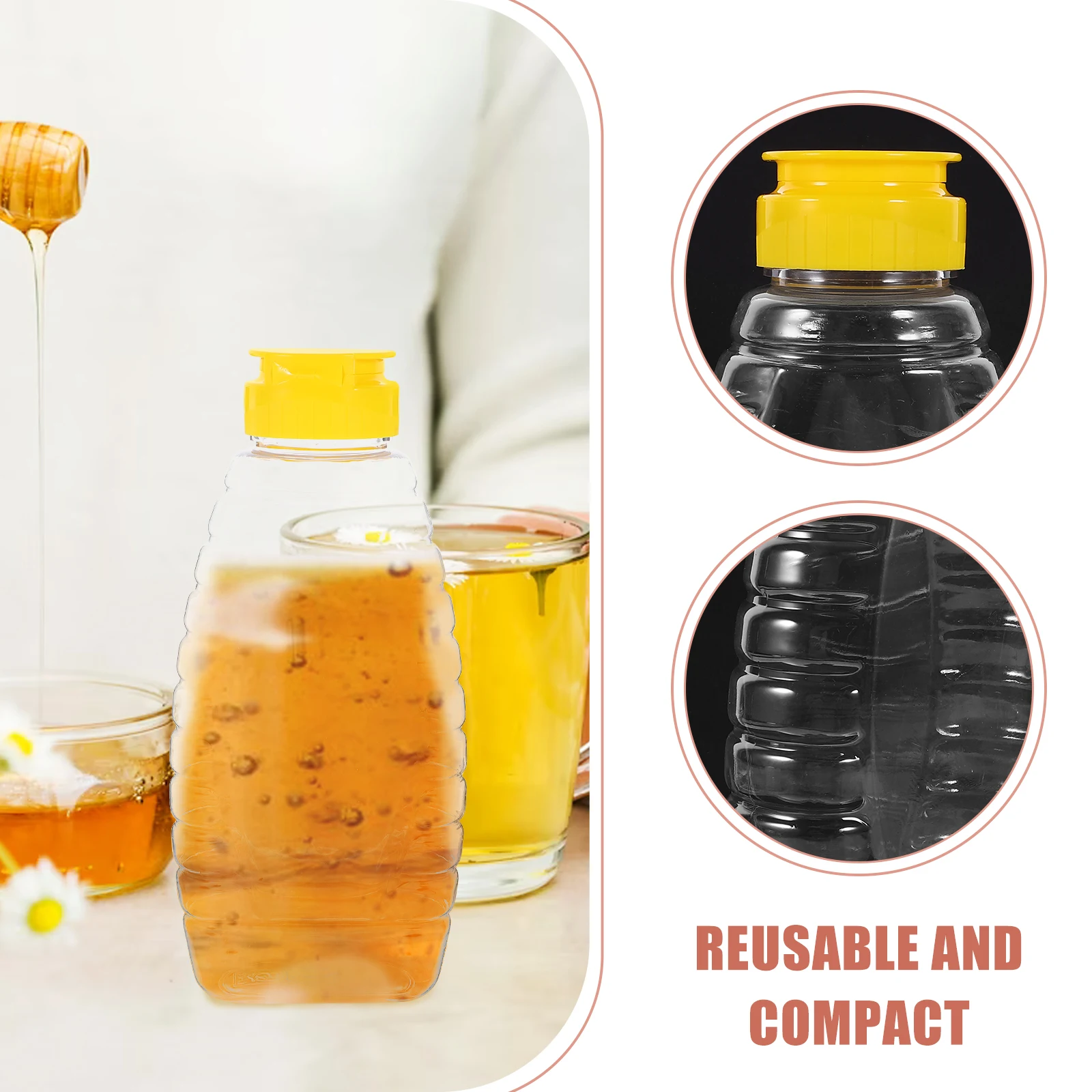 زجاجة بلاستيكية شفافة ، زجاجة تعبئة طعام ، برطمان بغطاء ، حاوية عسل مربى للمنزل ، ز ، 4 * * #4