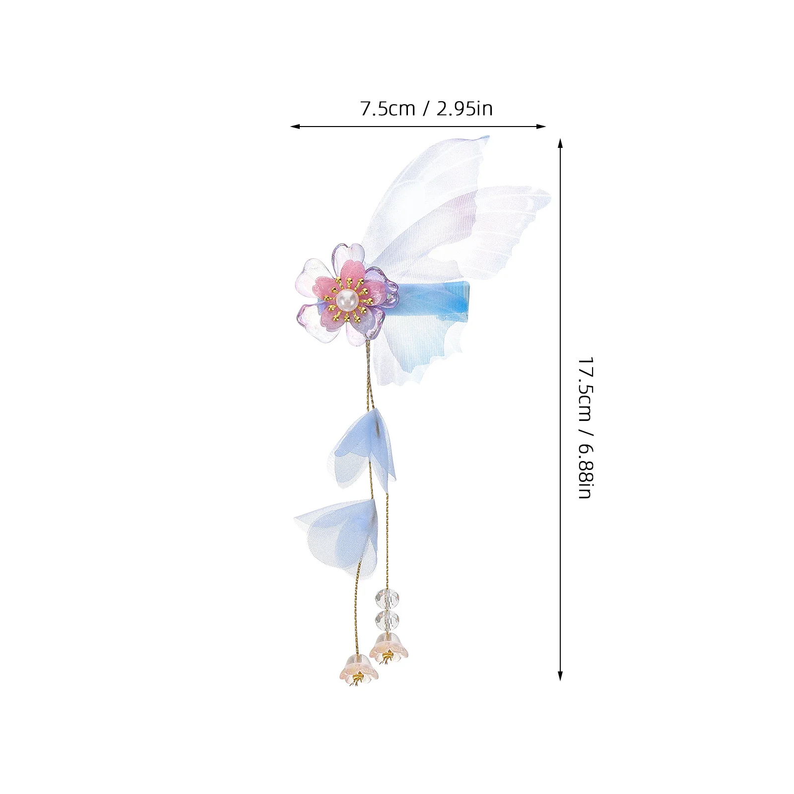 1 par de horquillas largas con borlas para el pelo de mariposa de estilo chino, accesorios elegantes para el cabello para mujeres y niñas, ceremonia de fiesta todos los días