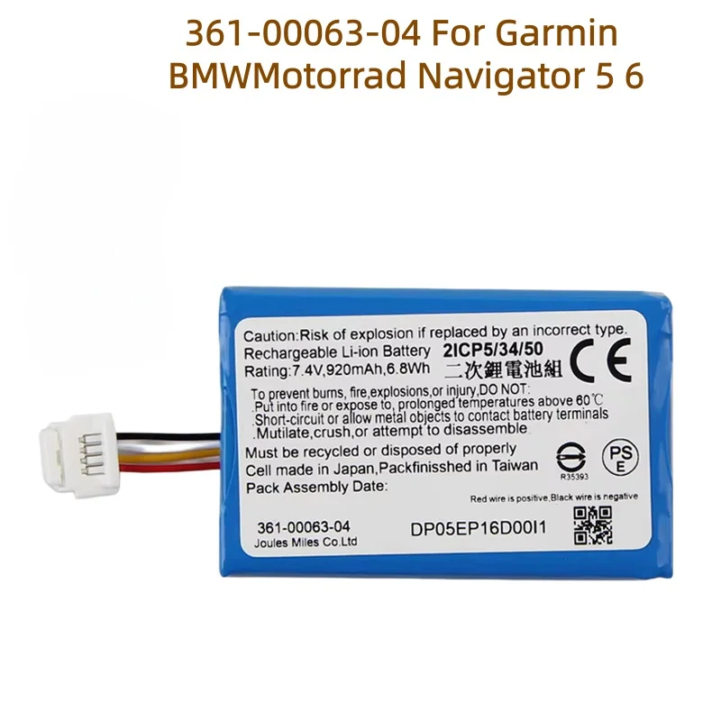 Replacement Battery 361-00063-00 361-00063-04 Premium Rechargeable 920mAh Battery for Garmin BMW Motorcycle Navigator 5 & 6
