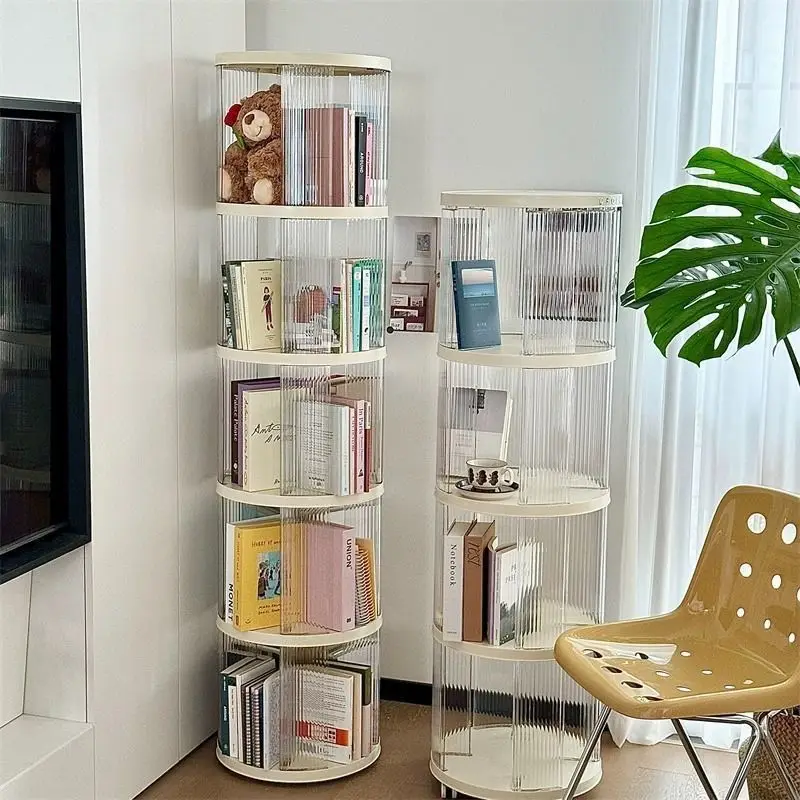 Multifunctional floor-standing shelf bookcase, rotating bookcase, rotating 360-degree removable storage cabinet