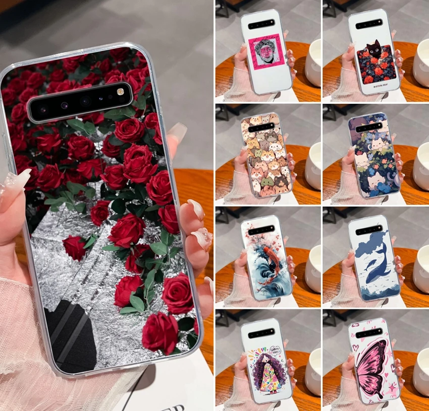For Samsung Galaxy S10 S10e Case S10 Plus Lite Phone Cover Romantic Rose Pattern Transparent TPU Silicone Anti Slip Bumper Shell