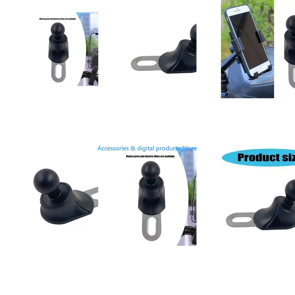 77JD Shockproof 360 Rotating Motorcycle Phone Mount Rearview Bracket Extended 17mm