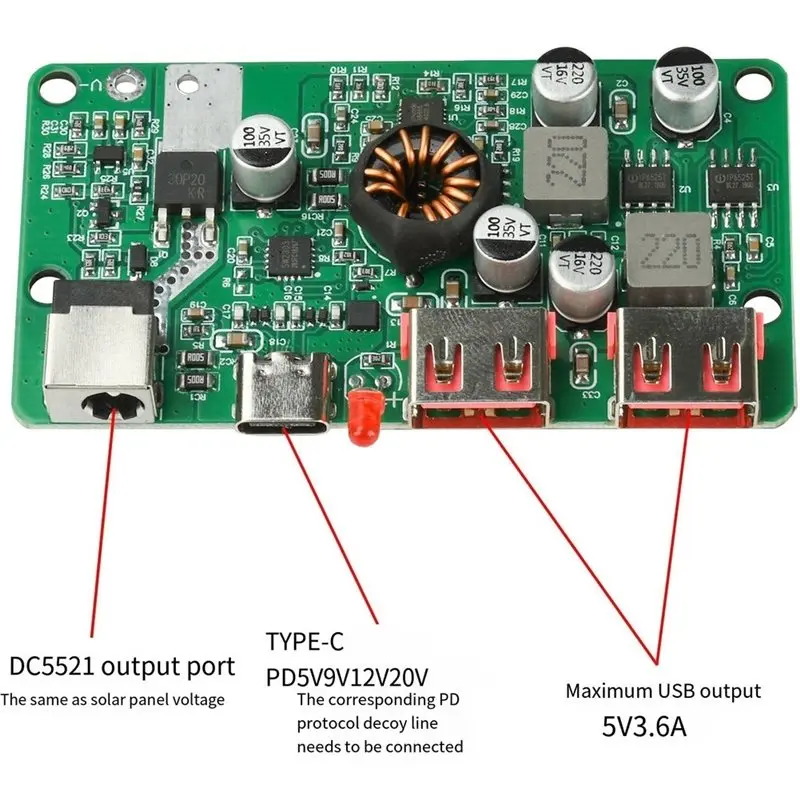 Reliable-Dual USB Type-C Solar Panel Module DIY Quick Charge Controller Stabilizer,Dual USB Type-C Solar Panel M