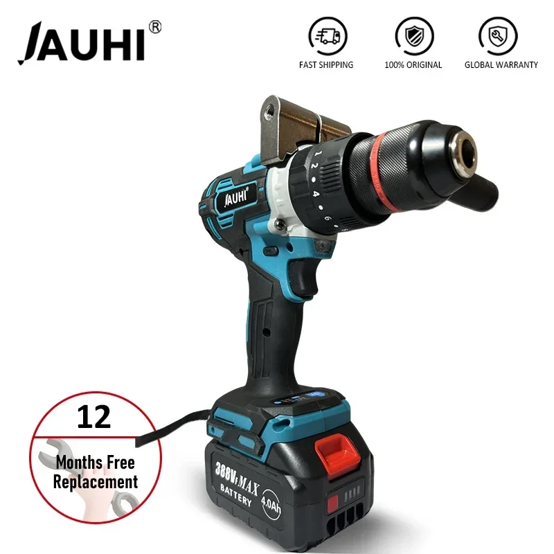 JAUHI 18V Brushless Electric Drill 20 Torque 125NM Cordless Screwdriver Li-ion Battery Electric Power Screwdriver Drill