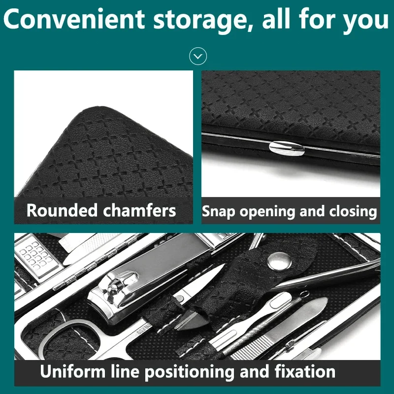 Juego de manicura, un juego profesional de decoración de uñas de acero inoxidable de 19 piezas con función completa, cortaúñas portátiles, creatividad de regalo