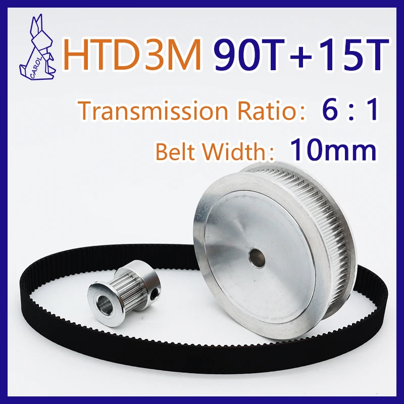 

90Teeth 15Teeth HTD 3M Belt Pulley Set Belt Width 10mm 90 Teeth 15 Teeth HTD3M Synchronous Wheels 15T 90T 3M Timing Pulley Set