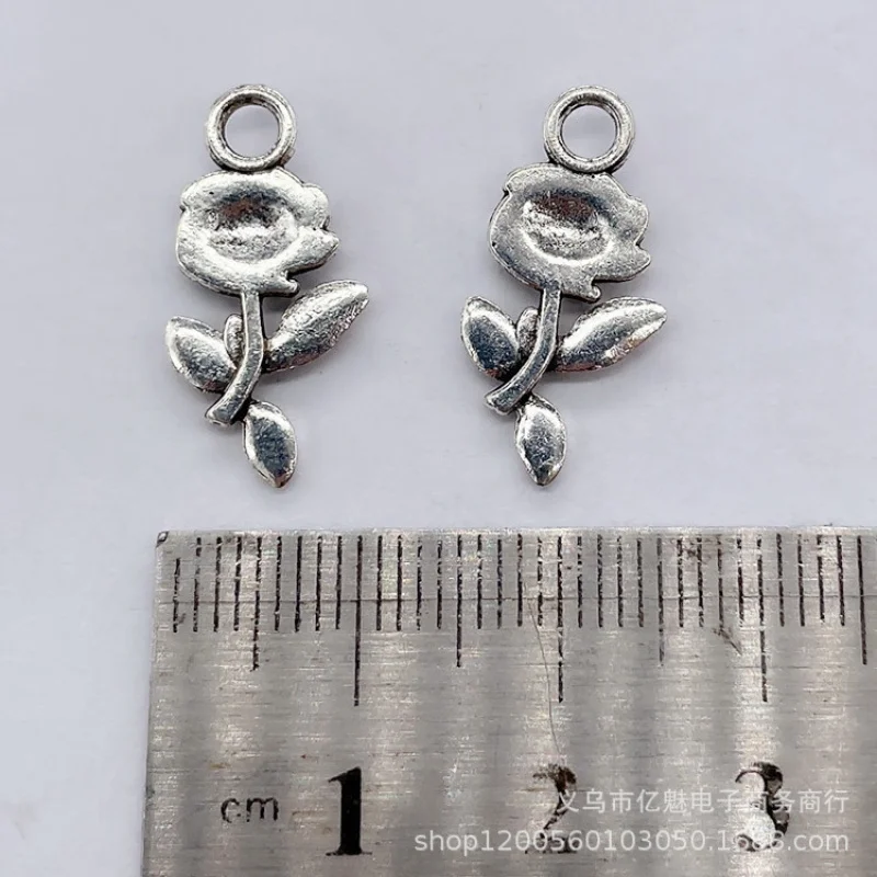 Factory Direct Sales 100Pieces diy 21mm Rose Pendant Bracelet Necklace Earrings Clothing Gift Material Pendant