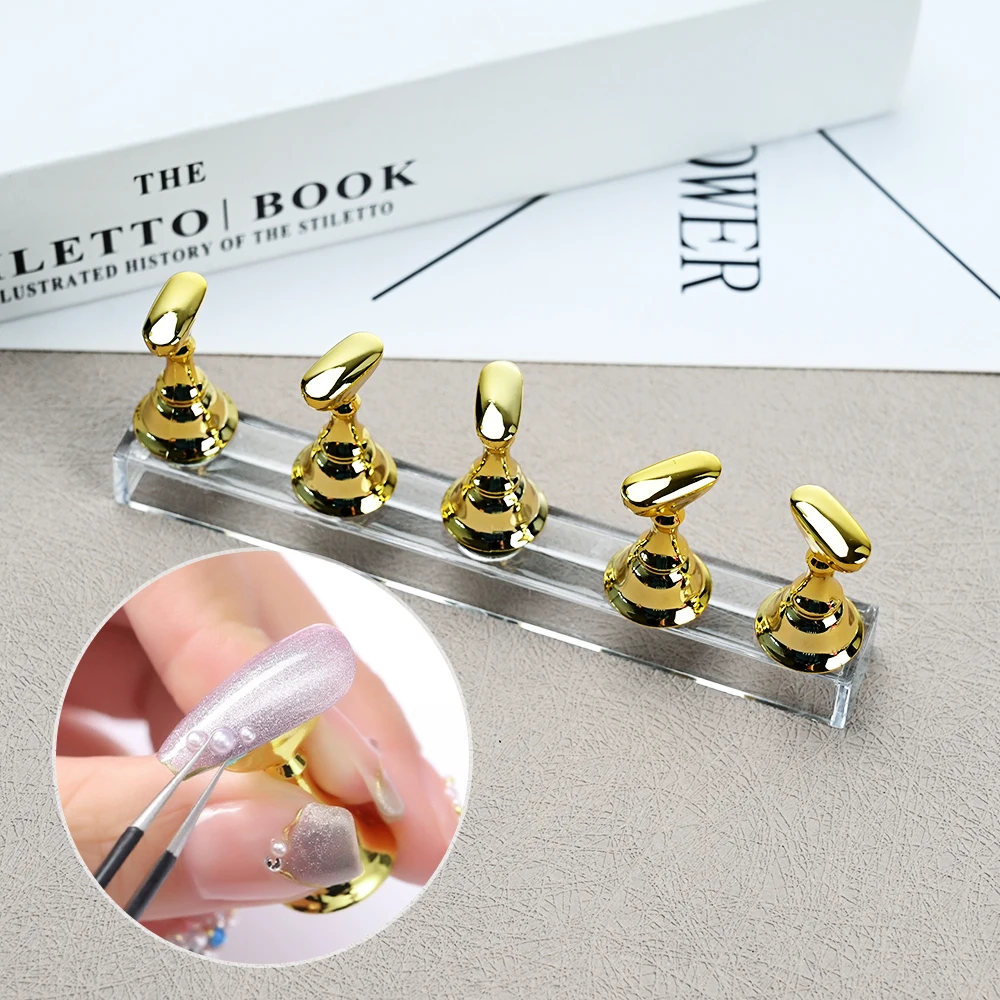 5 Teile/los Schach Bord Magnetische Nagel Praxis Halter Acryl Falsche Nagel Display-ständer UV Gel Polnisch Zeigt Regal Maniküre Werkzeuge