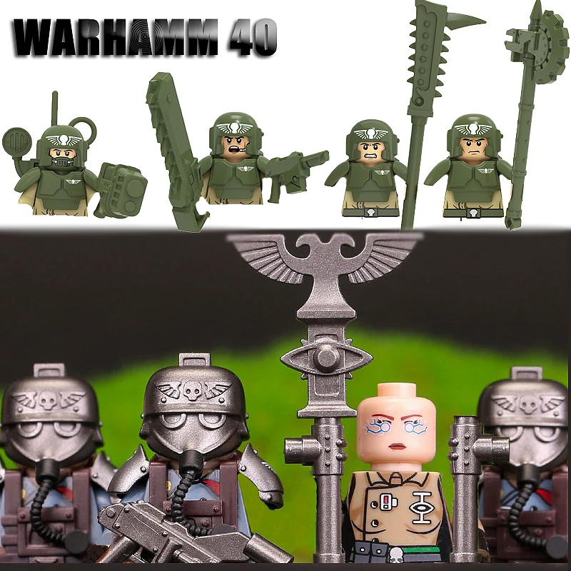 Military Game Figures Warhamm 40 Building Blocks Soldiers Weapons Armys Armored Sergeant Gun Accessories MOC Bricks Kids Toys