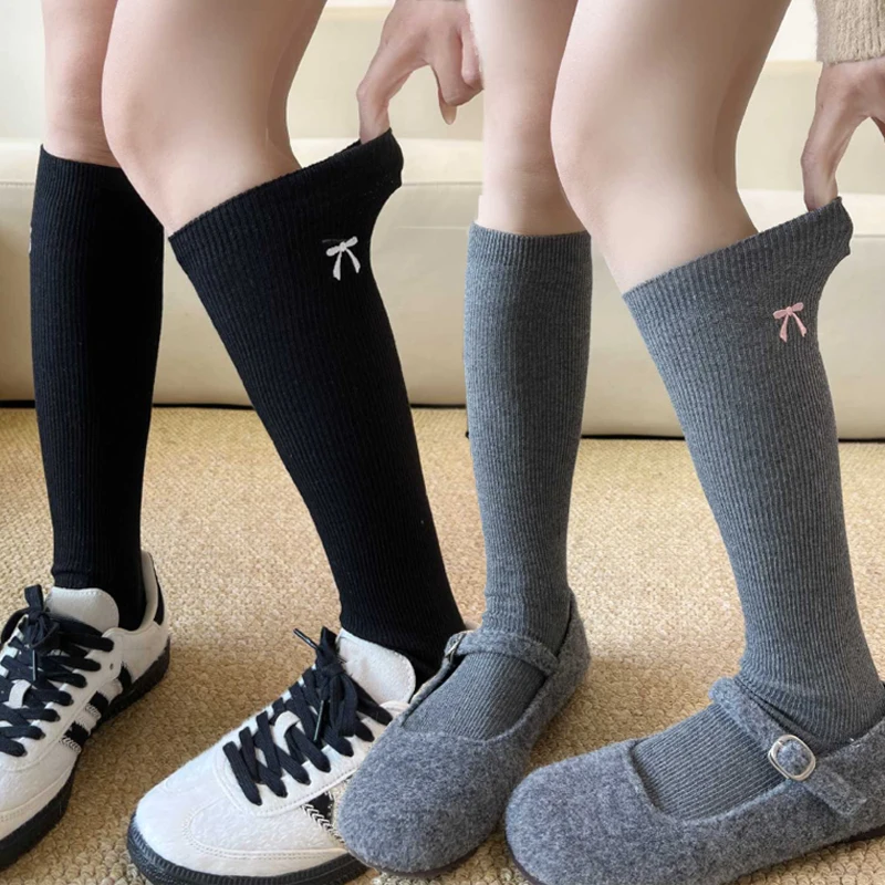 

Women Stockings Cotton Solid Color Winter Warm Thigh High Long Socks Girls Street Fashion Knitt Knee Socks Harajuku Casual Socks