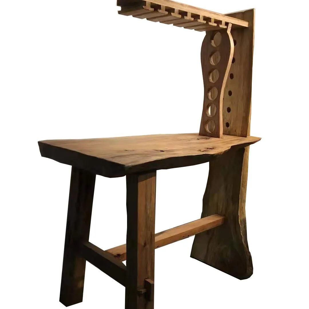 

Camphor wood furniture, log solid wood bar, one table and four chairs