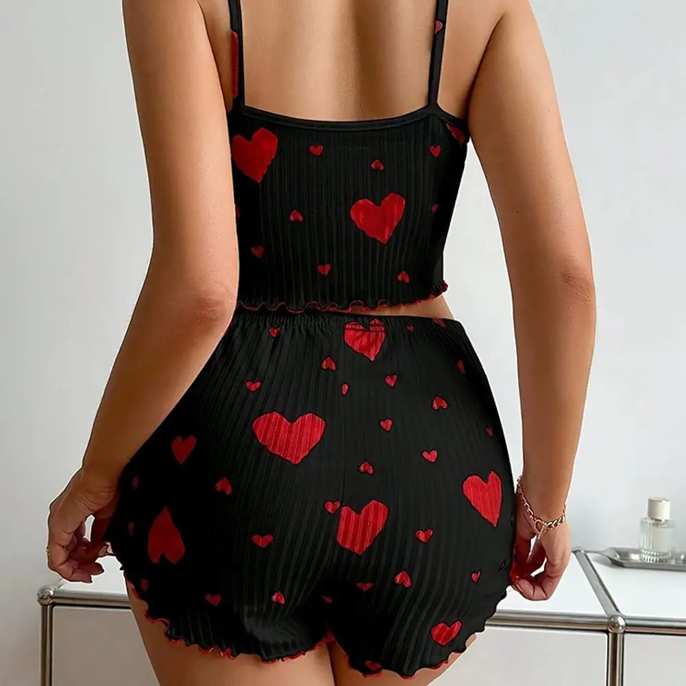 جديد الفتاة السباغيتي حزام قمصان + السراويل Homewear طباعة الملابس الداخلية بيجامة مثير الملابس الداخلية قمصان الدبابات نايتي النساء ملابس خاصة