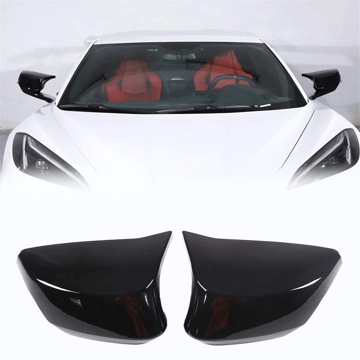 Side Rearview Mirror Guard Cover Trim For Chevrolet Corvette C8 Z51 Z06 2020-2023 Accessories Black