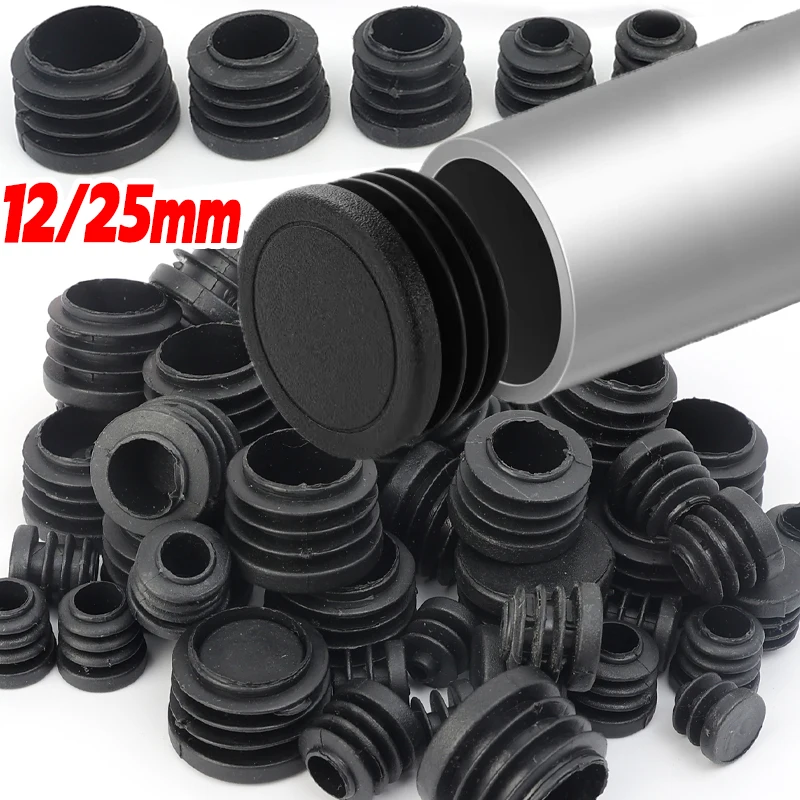 20-100pcs Round Steel Pipe Plastic Hole Plug Furniture Chair Leg Ladder Glide Protection Blanking End Cap Tube Pipe Insert Plugs
