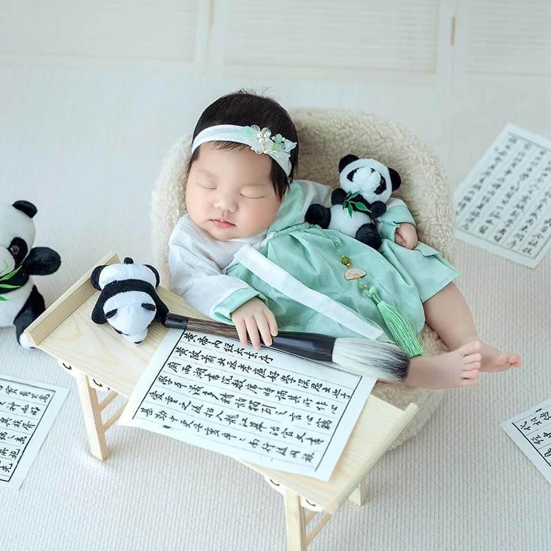 Adereços de fotografia estilo coreano para recém-nascido, bebê menina e menino boneca, traje antigo panda, infantil estúdio shoot, acessórios pose