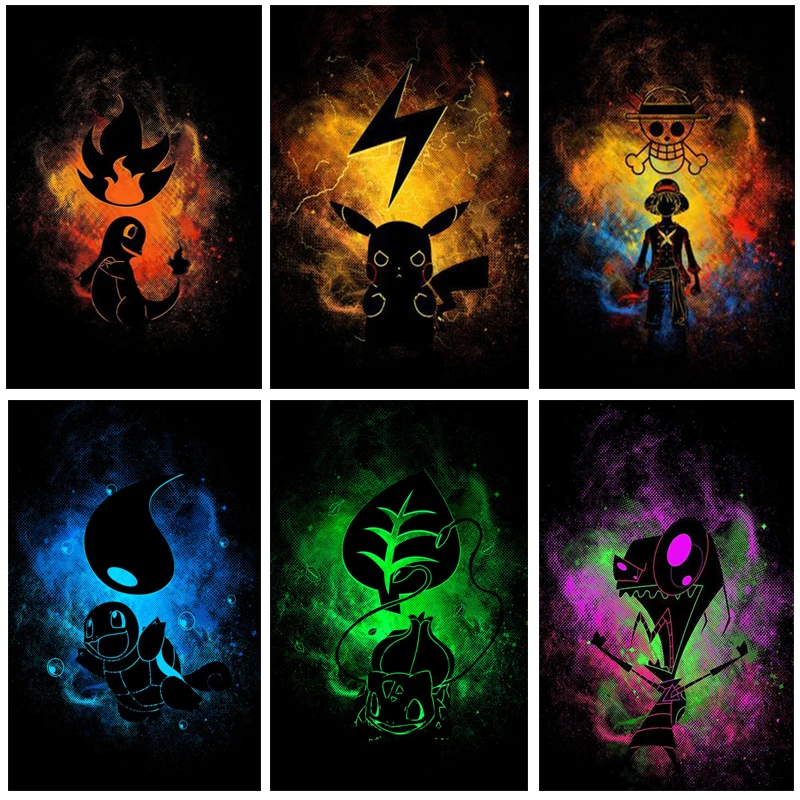 

Dark Pokemon Diamond Art Painting kits One Piece Stitch Pikachu Home Decor Art Full Square&Round mosaic embroidery Cross stitch