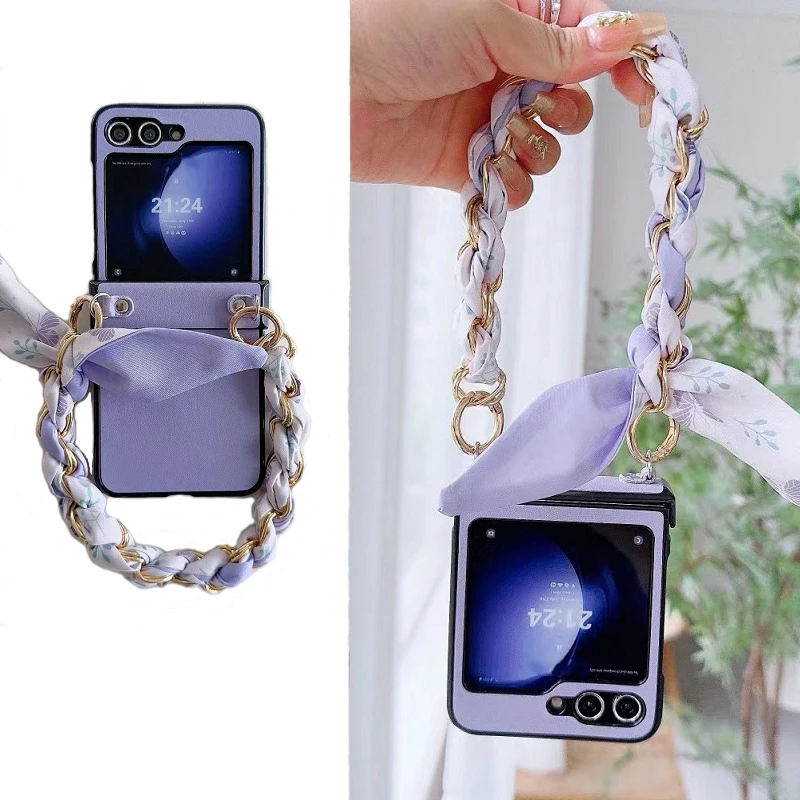 

Luxury Scarf Chain Strap Case for Samsung Galaxy Z Flip 3 Zflip6 Zflip 5 Z flip4 Phone Cover Samsung Z Flip 4 Z Flip 5 Z Flip 6