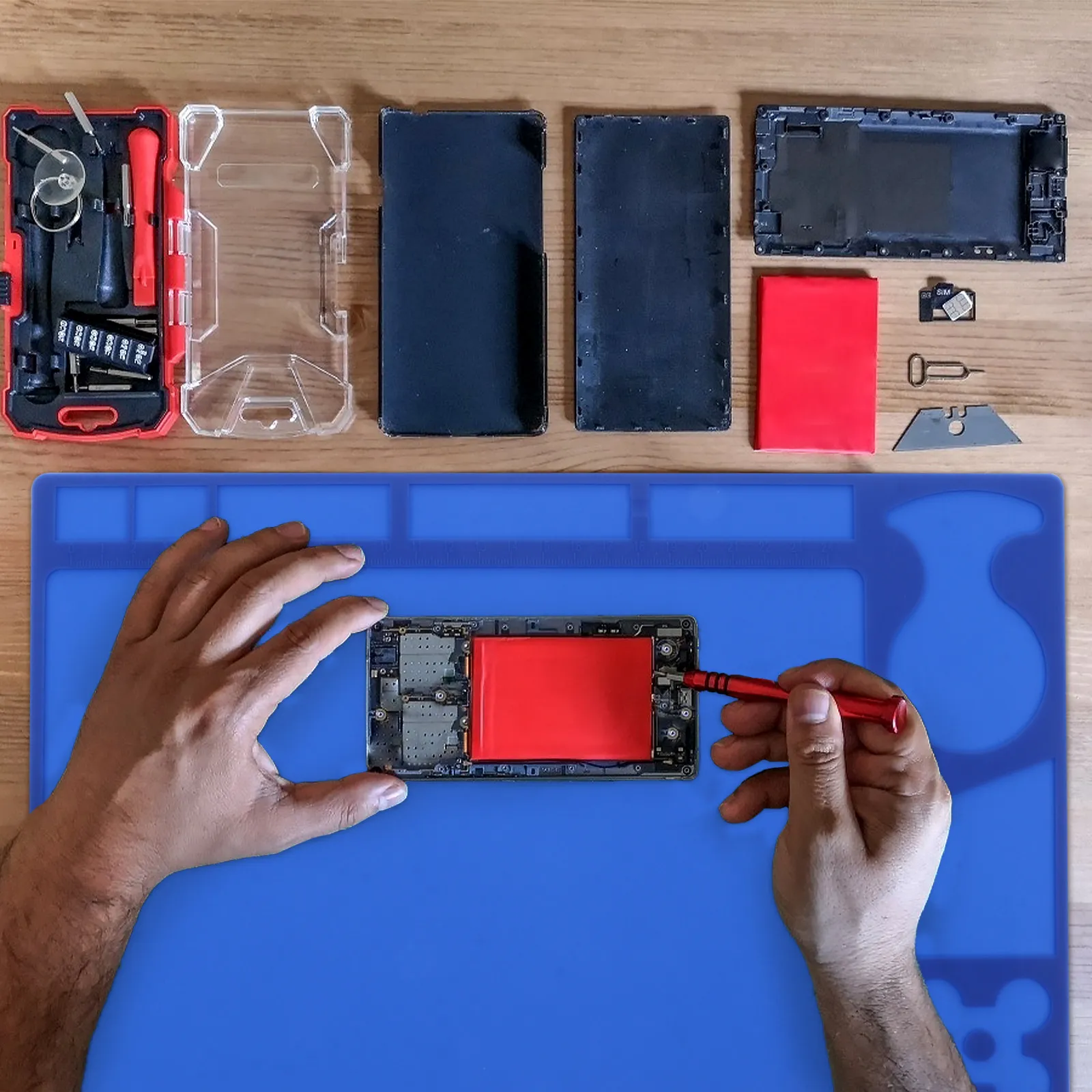 Extra Large Silicone Electronics Repair Mat with Built-in Magnetic Parts Storage Insulation Anti-Slip Work Mat for Precision