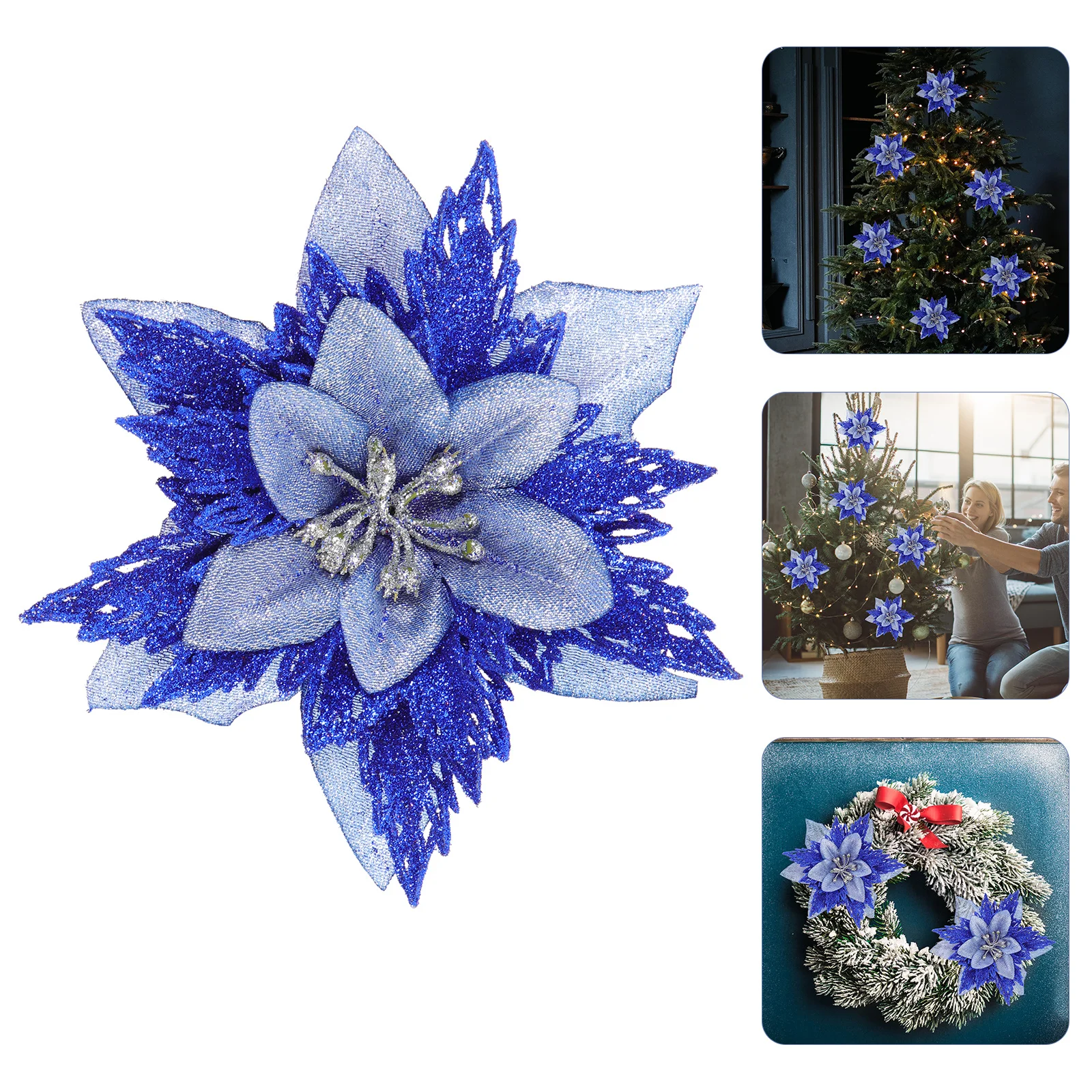 

6 Pcs Christmas Centerpieces Flower Ornaments Tree Decorations Wedding DIY Fake Decorative Artificial