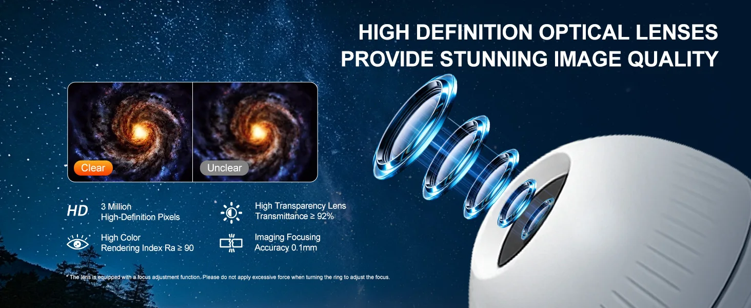 2 in 1 USB Galaxy Projector Light Adjustable Focus Car Interior Ambient Lamp Home Room Starry Star Kids Projection Night Light