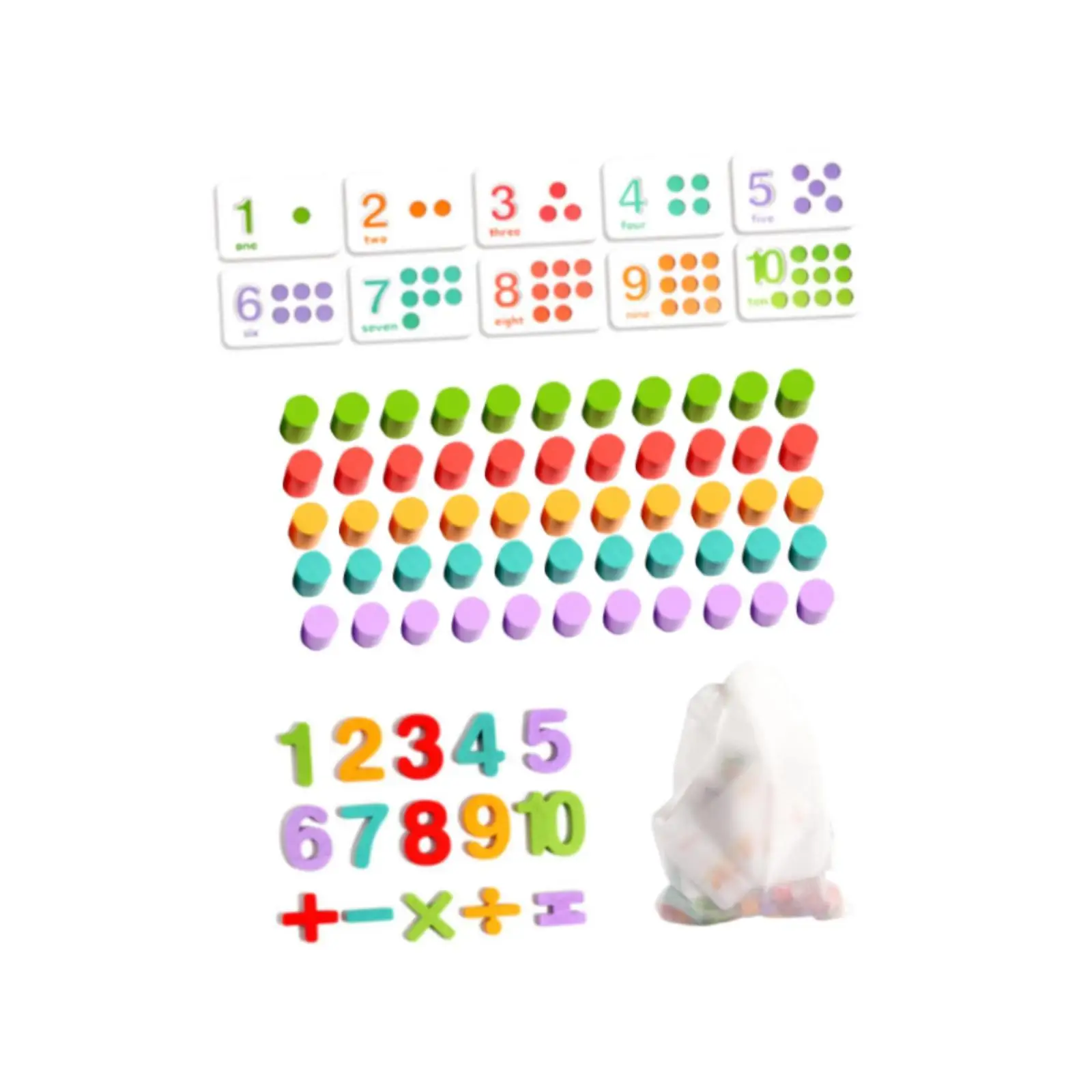 Counting Wooden Toys Educational Math Game Early Learning with 55 Pegs for Home School