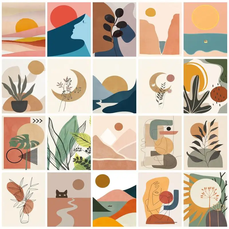 Malen nach Zahlen, abstrakte Kunst, minimalistische Illustration, originelle Geschenke, Acrylfarben, Bastelarbeiten, Malerei, Dekoration.