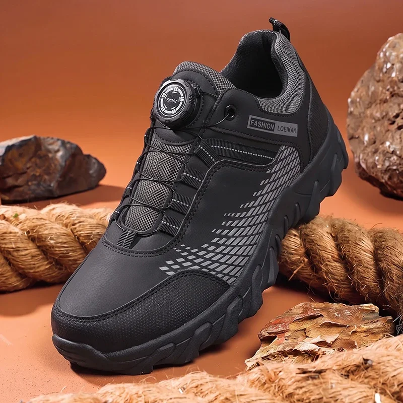 Herren-Freizeitschuhe mit Drehknopf, Mesh-Einsatz, rutschfeste, verschleißfeste dicke Sohle, Sneakers für den täglichen Stadtverkehr. – Detail 4