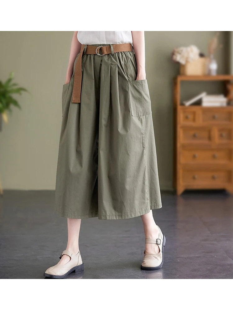 

Retro Casual Loose Wide Leg Pants Women's Outerwear Skirt Pants Seven-Foot Loose Slimming Trousers for Middle-Aged Women