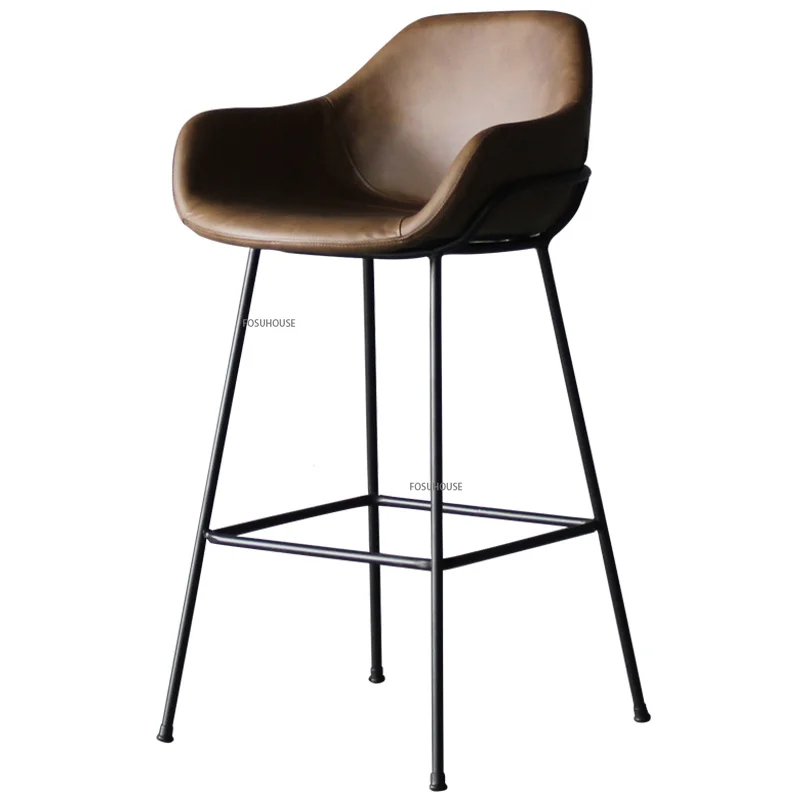 Silla de Bar de hierro nórdica, taburete alto de lujo, creativo, para cafetería, mostrador, ocio, muebles de cocina, HY50DC