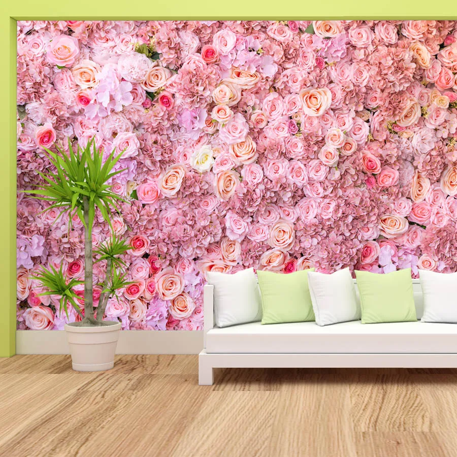 ورق حائط مخصص قابل للتقشير واللصق لغرفة المعيشة، ورق حائط للاتصال، ديكور منزلي، زهرة الورد الأحمر، تجديد الأثاث، جدارية للفتيات